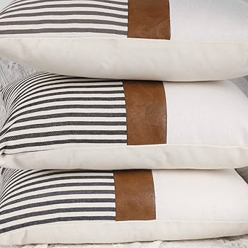 Amazon.com: Set of 2 Farmhouse Decor Stripe Patchwork Linen